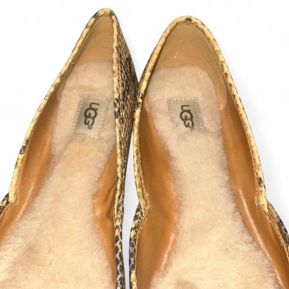UGG Lena Exotic Natural Snake Print Leather Flats size 8 - Picture 2 of 4